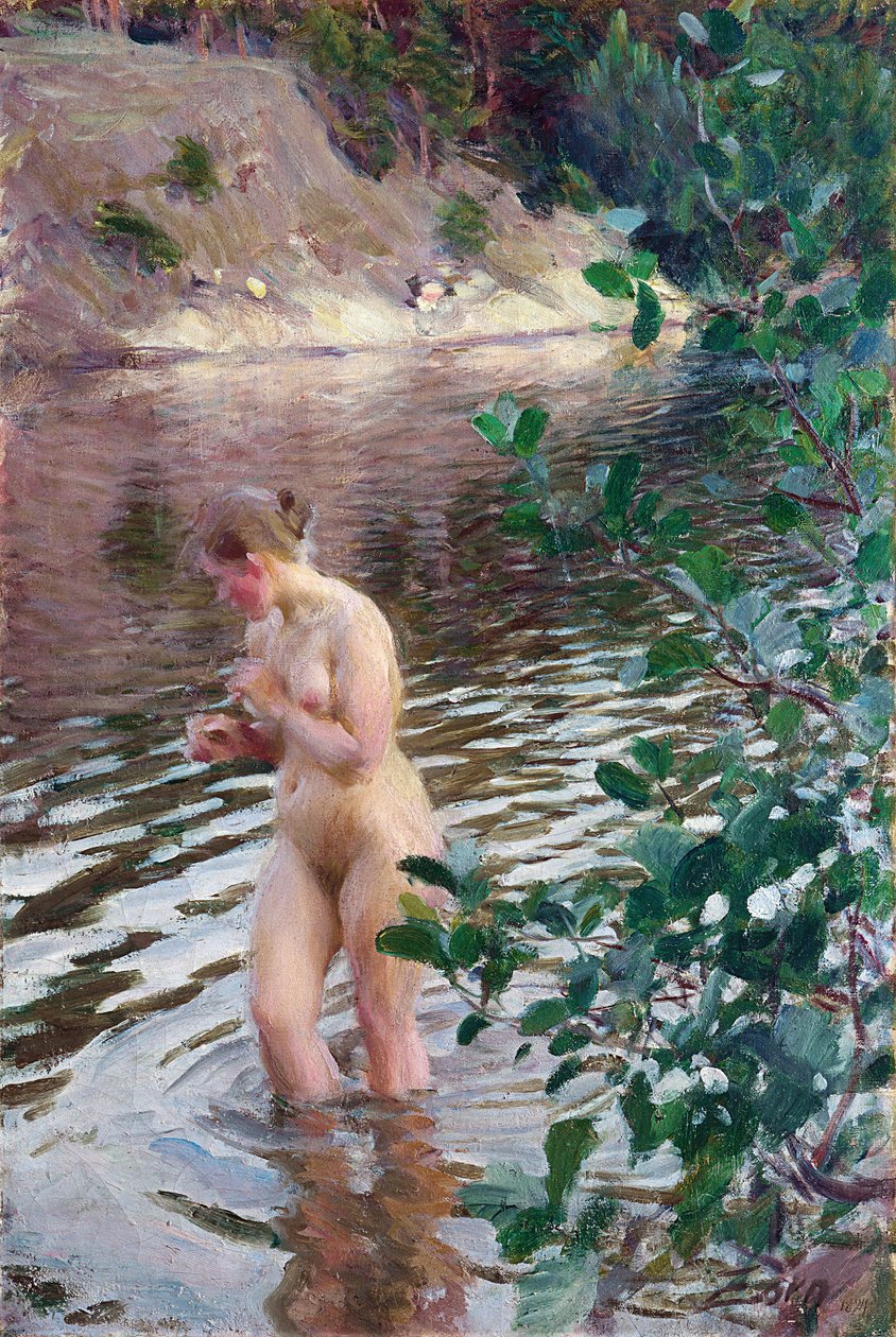 Den kolde strøm par Zorn, Anders Leonard (1860-1920). Olie på lærred, størrelse: 98x66 af Anders Leonard Zorn