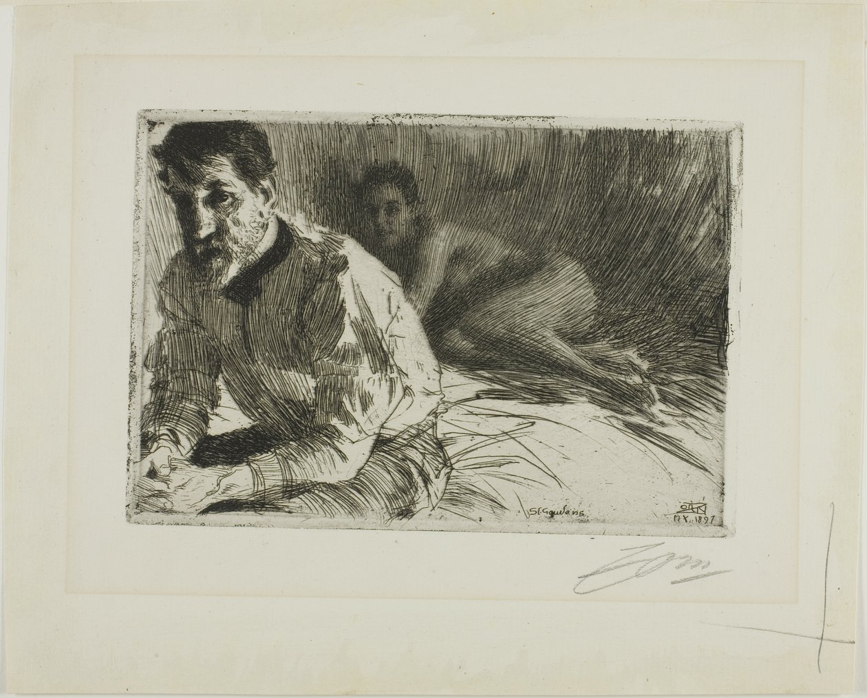 Augustus Saint-Gaudens II (Saint-Gaudens og hans model) af Anders Leonard Zorn
