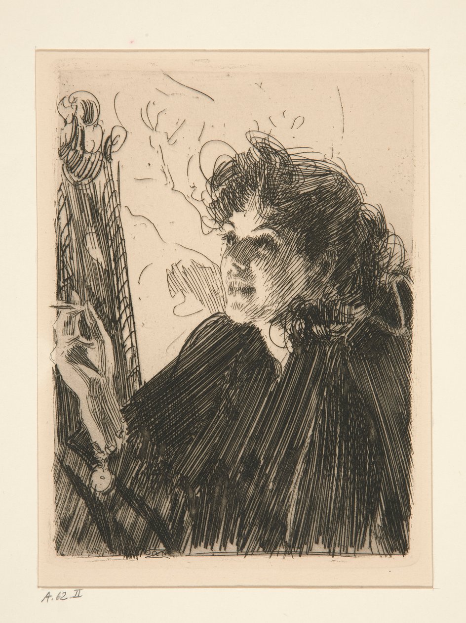 Pige med cigaret II af Anders Leonard Zorn