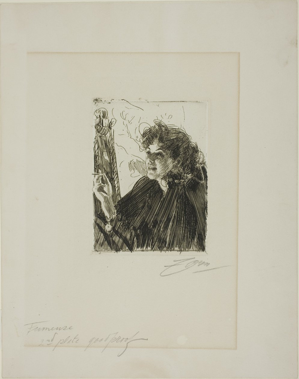 Pige med en cigaret II af Anders Leonard Zorn