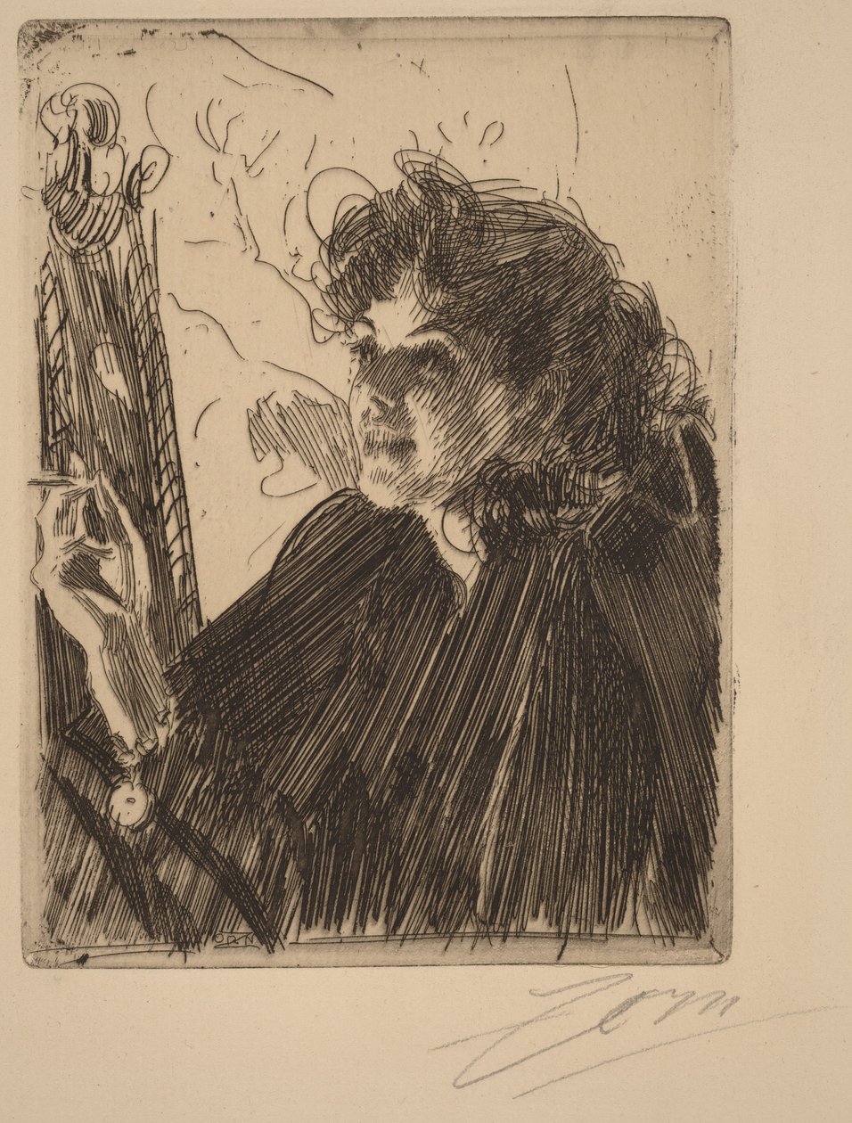 Pige med en cigaret II af Anders Zorn