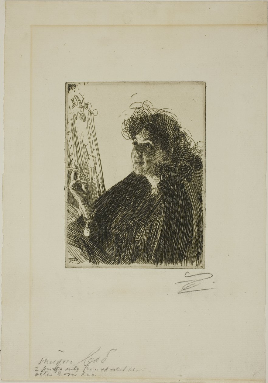 Pige med en cigaret I af Anders Leonard Zorn