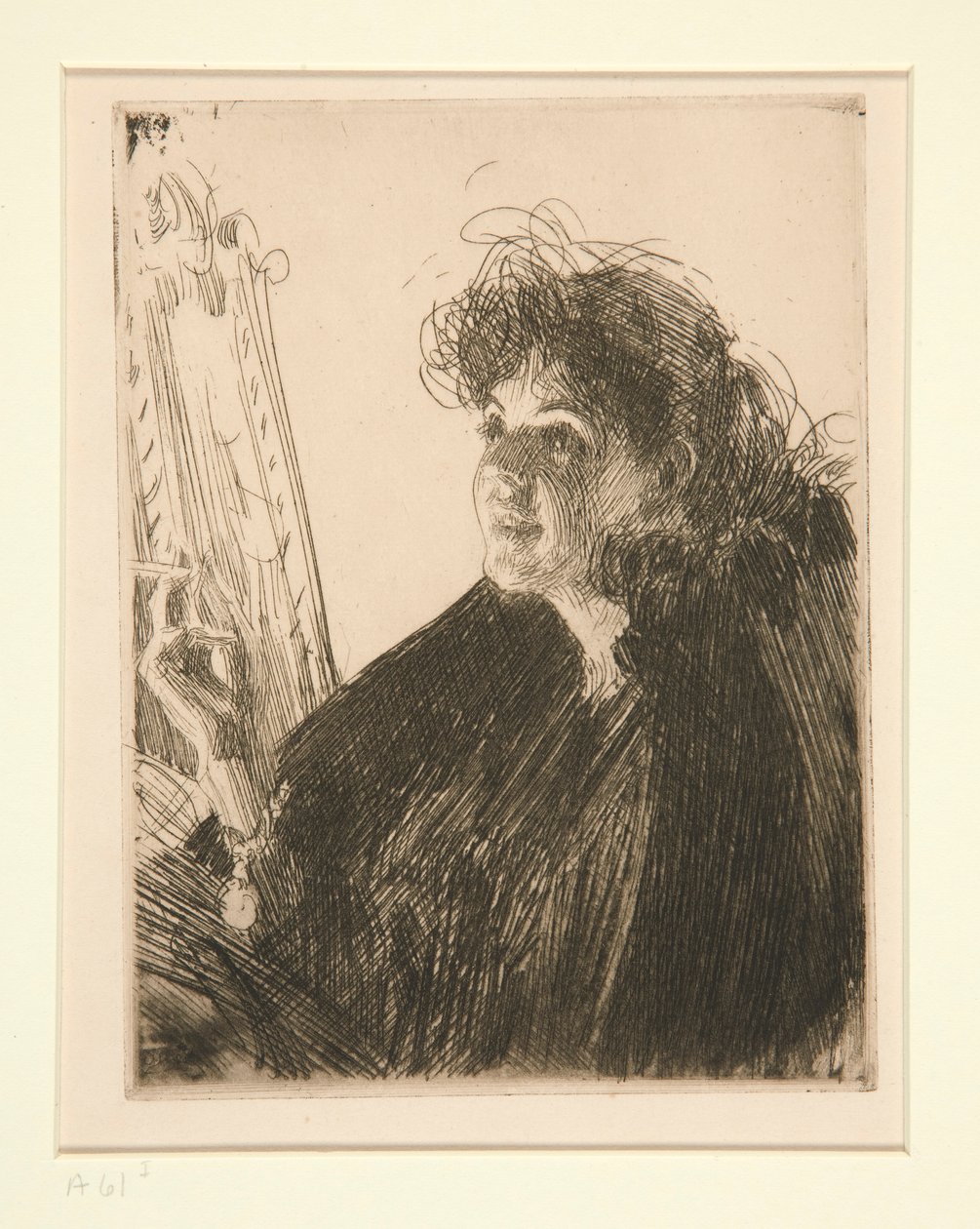 Pige med en cigaret I af Anders Leonard Zorn