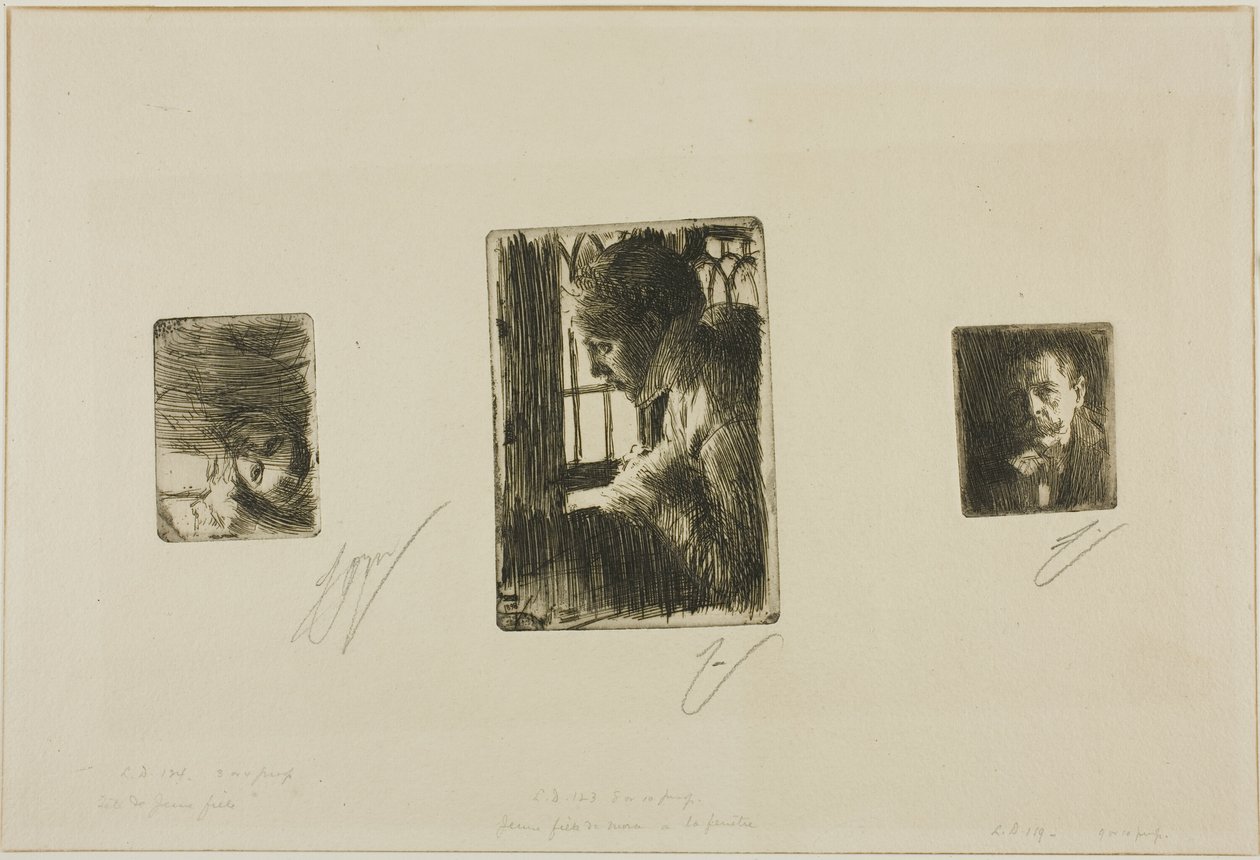 Pigehoved; Bondepige ved vindue; Anders Zorn af Anders Zorn