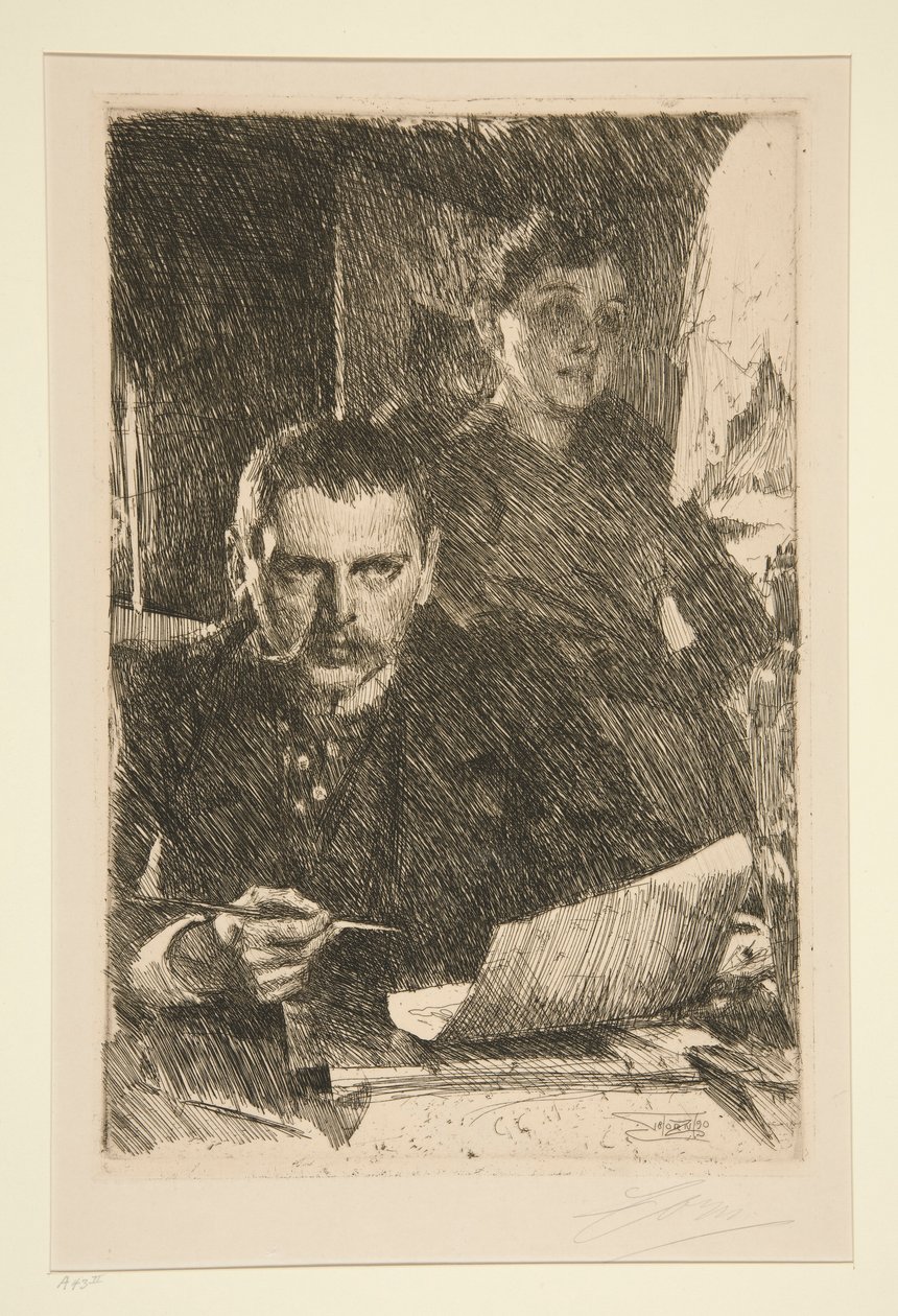 Portræt af kunstneren og hans hustru af Anders Leonard Zorn