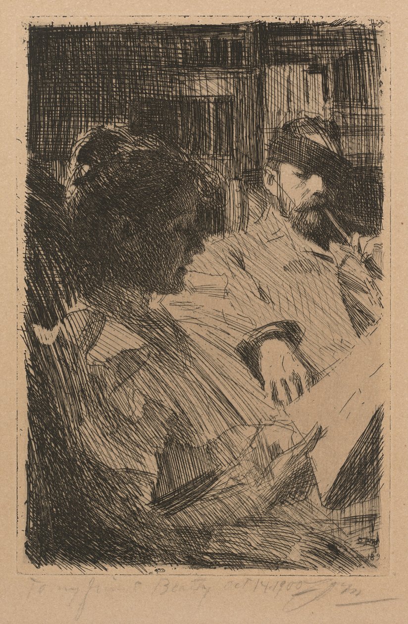 Læsning (hr. og fru Ch. Deering) af Anders Zorn