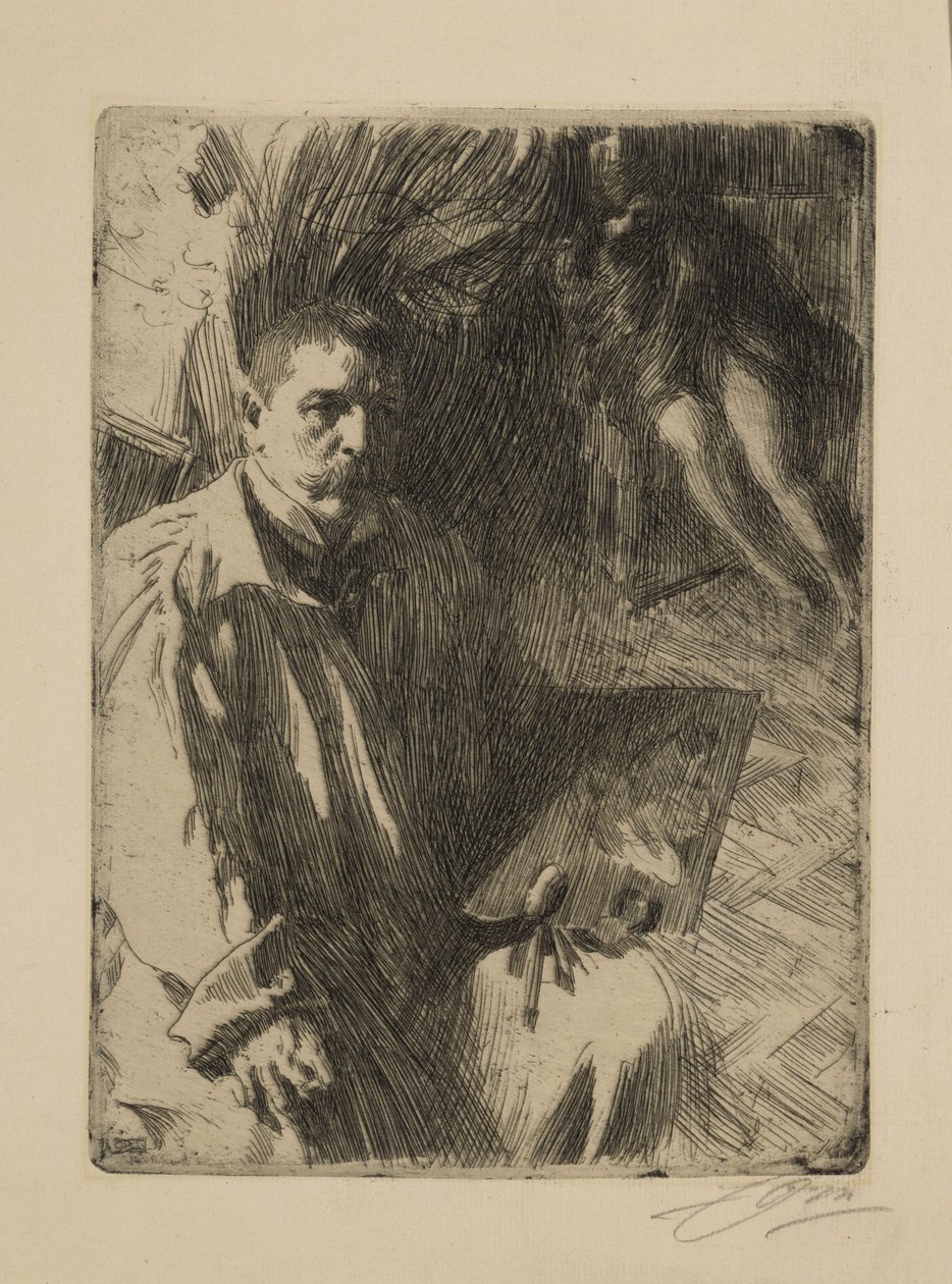 Selvportræt med model II af Anders Zorn