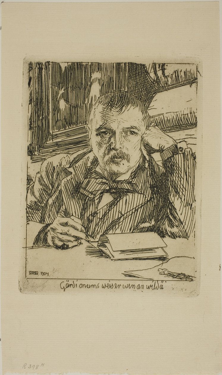 Selvportræt med inskription af Anders Leonard Zorn