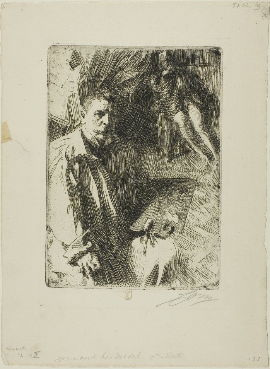 Selvportræt med Model II af Anders Leonard Zorn
