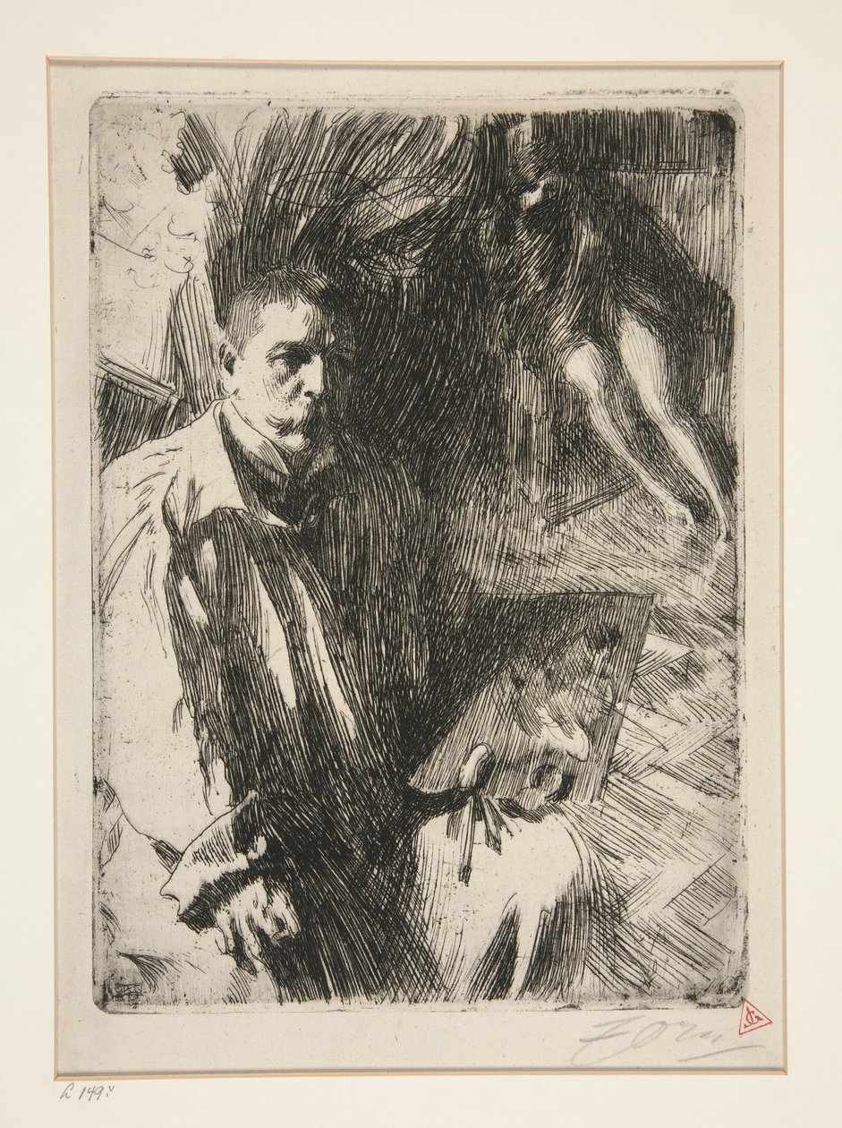 Selvportræt med model II af Anders Zorn