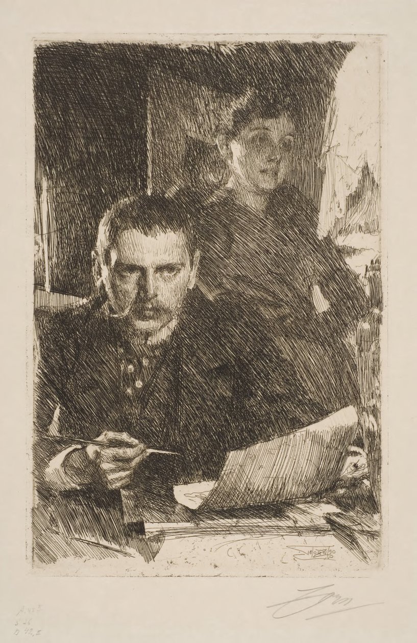 Selvportræt med hustruen Emma af Anders Zorn