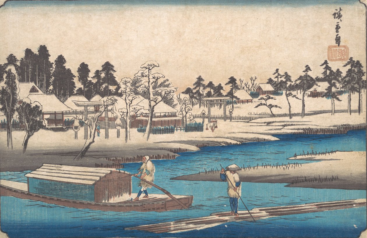 Klart vejr efter sne ved Massaki. af Ando Hiroshige