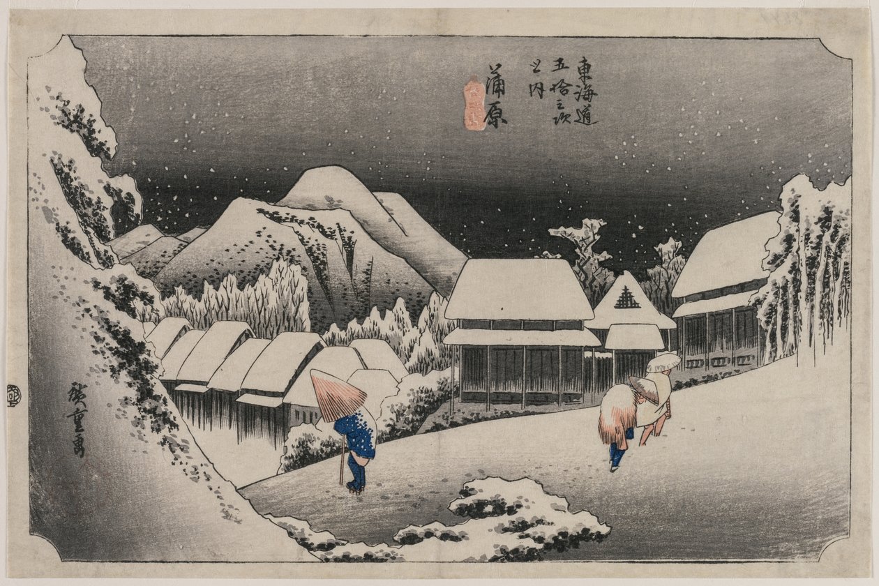 Aftensne ved Kambara nummer seksten i serien Fifty-three Stations of the Tokaido, 1833. af Ando Hiroshige