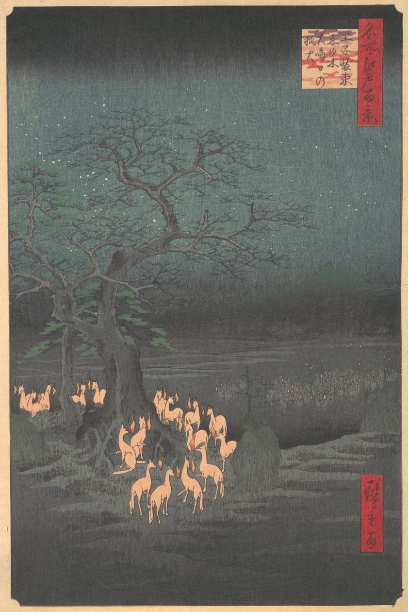 Rævemøde ved Oji, 1857., 1857. af Ando Hiroshige