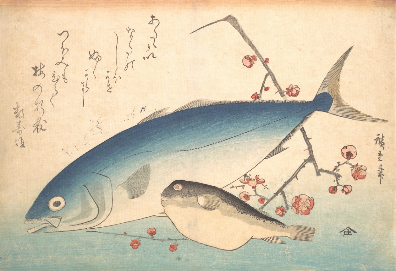 Fugu og Inada Fish, fra serien Uozukushi Every Variety of Fish, 1840
