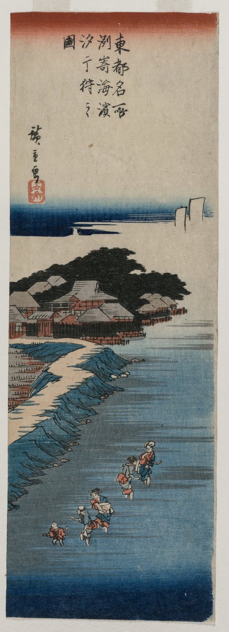 Samler skaller ved lavvande ved Susaki, fra serien 100 Views of Famous Places in Edo, midten af 1830