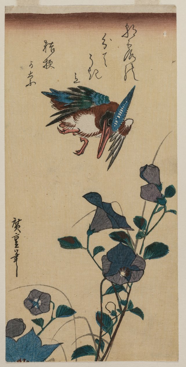 Kingfisher og kinesiske klokkeblomster, tidligt eller midten af 1830