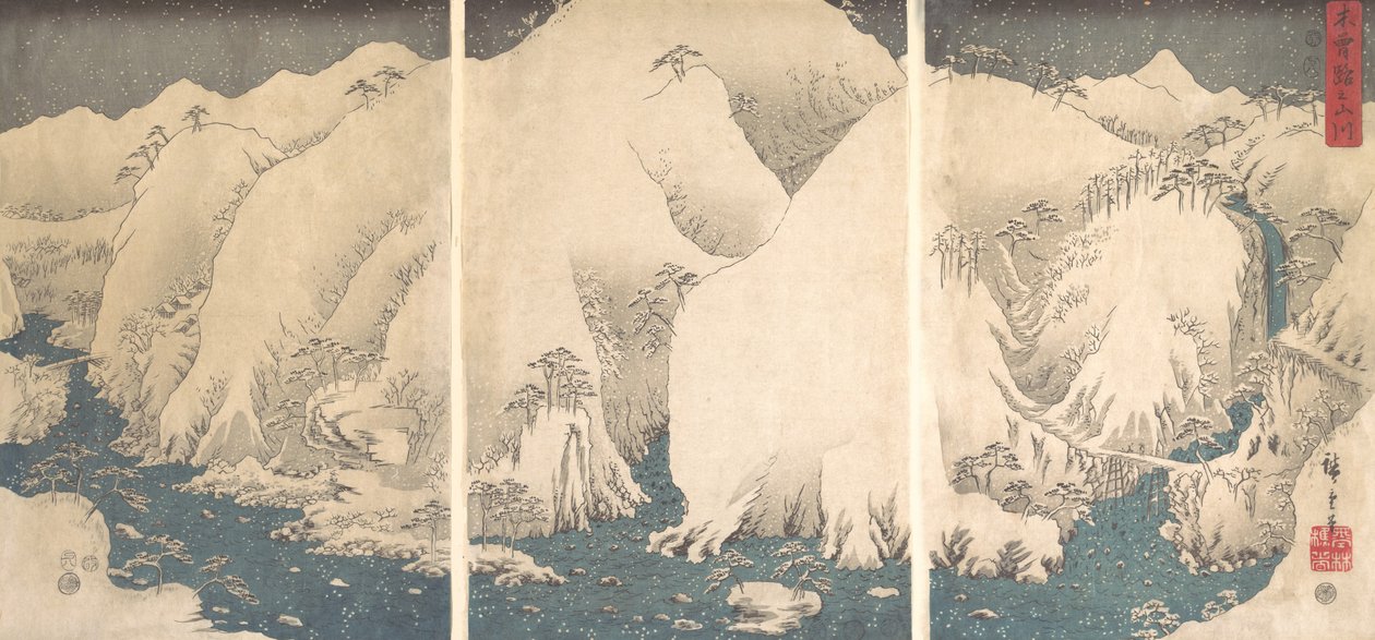 Kiso Gorge in the Snow. af Ando Hiroshige