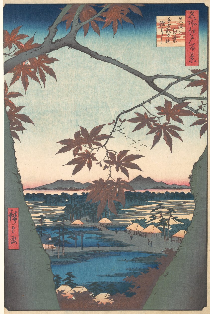 Maples at Mama, fra serien One Hundred Famous Views of Edo, ca. 1857., ca. 1857. af Ando Hiroshige