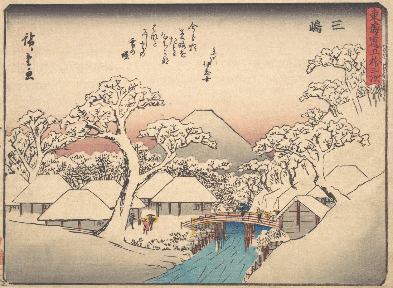 Mishima, fra serien Fifty-three Stations of the Tokaido Road Tokaido gojusan tsu..., ca. 1838. af Ando Hiroshige