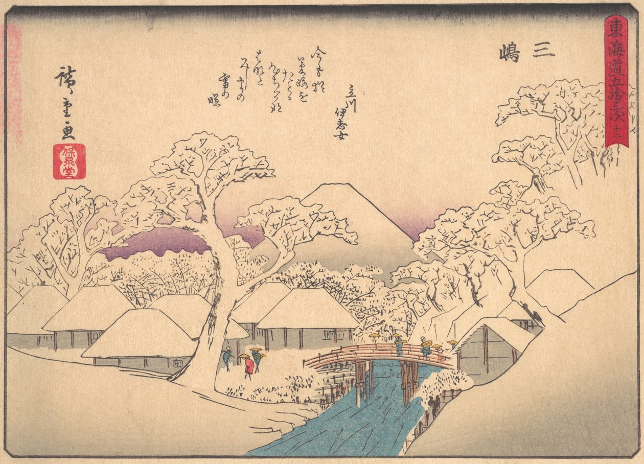 Mishima, fra serien The Fifty-three Stations of the Tokaido Road, begyndelsen af det 20. århundrede. af Ando Hiroshige