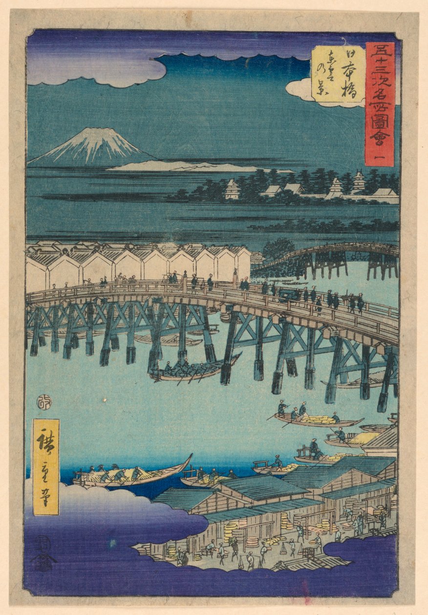 Nihonbashi fra serien 53 Stations of Tokaido af Ando Hiroshige