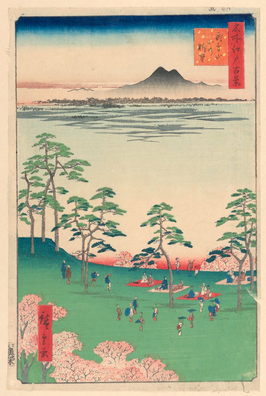 Udsigt mod nord fra Asuka Hill (Asuka-yama Kita no Chobo) Fra Series One Hundred Berømte udsigter over Edo af Ando Hiroshige