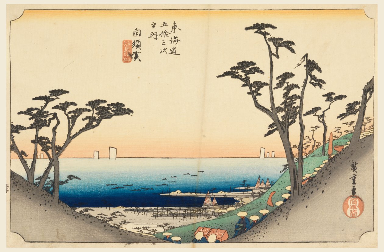 Shirasuka pass, medlem af treoghalvtreds S tachi lyde af te urbanitet lavere d af Ando Hiroshige