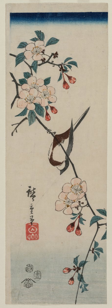 Lille fuglesvale på kirsebærgren, 1854. af Ando Hiroshige