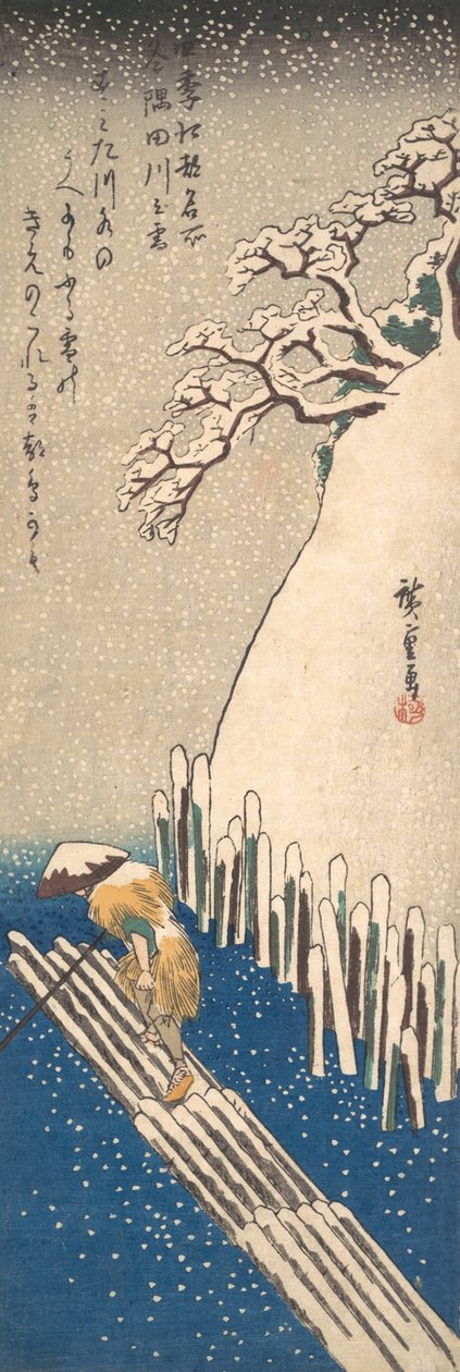 Sne på Sumida-floden, ca. 1835., ca. 1835. af Ando Hiroshige