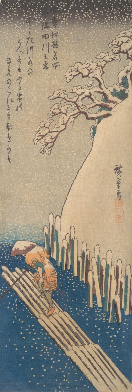 Sne på Sumida-floden, ca. 1835., ca. 1835. af Ando Hiroshige