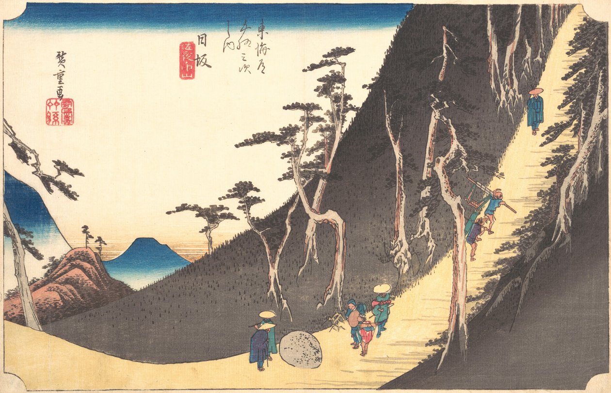 Station Seksogtyve: Nissaka, Sayo no Nakayama, fra de 53 stationer i..., ca. 1833-34. af Ando Hiroshige