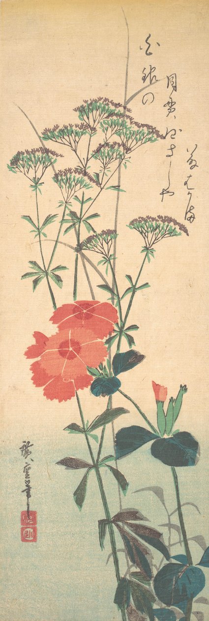 Superb Pinks og Chinese Agrimony, ca. 1836., ca. 1836. af Ando Hiroshige