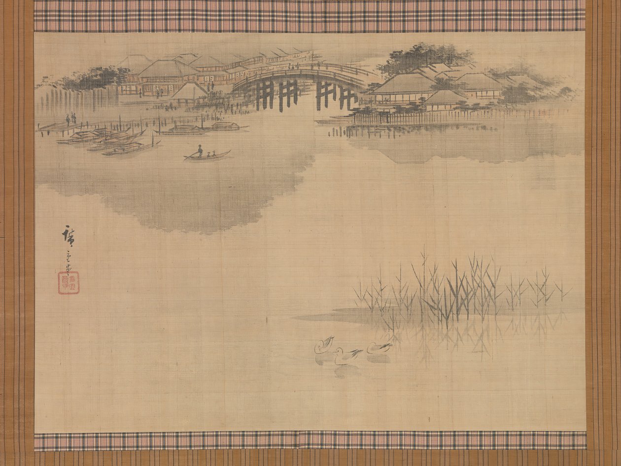 Imado-broen ved foden af Mount Matsuchi, 1800-tallet. af Ando Hiroshige