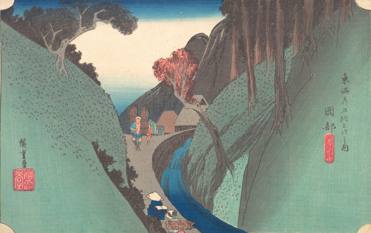 Hit og træk ved Okabe, 1834. , 1834. af Ando Hiroshige
