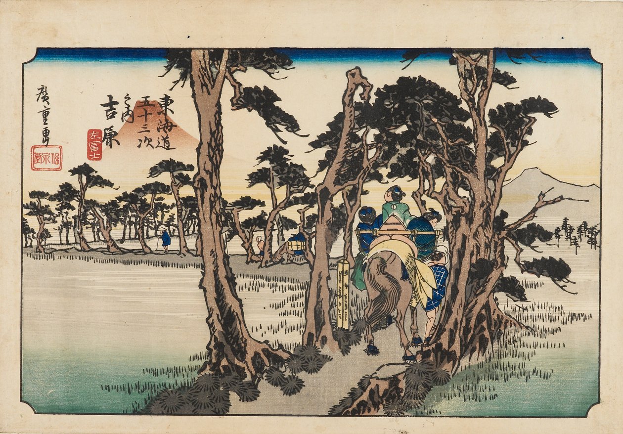 Oh DBock p Hayashi - Yoshiwara forlod Fuji, 19. linje Tsury. af Ando Hiroshige