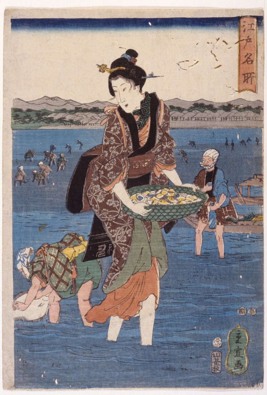 (Stor vadende kvindefigur) af Ando or Utagawa Hiroshige