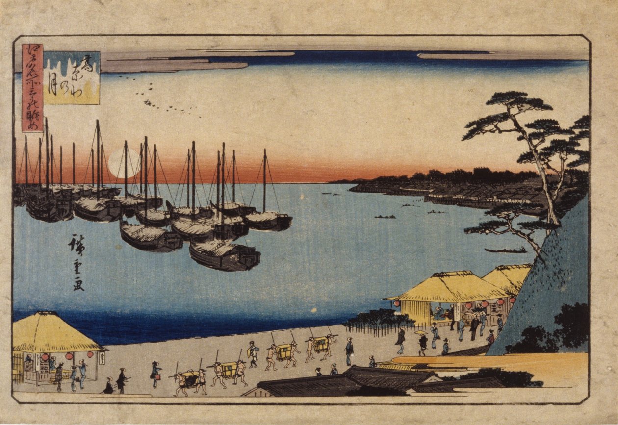 (Sejlbåde i havnen) af Ando or Utagawa Hiroshige