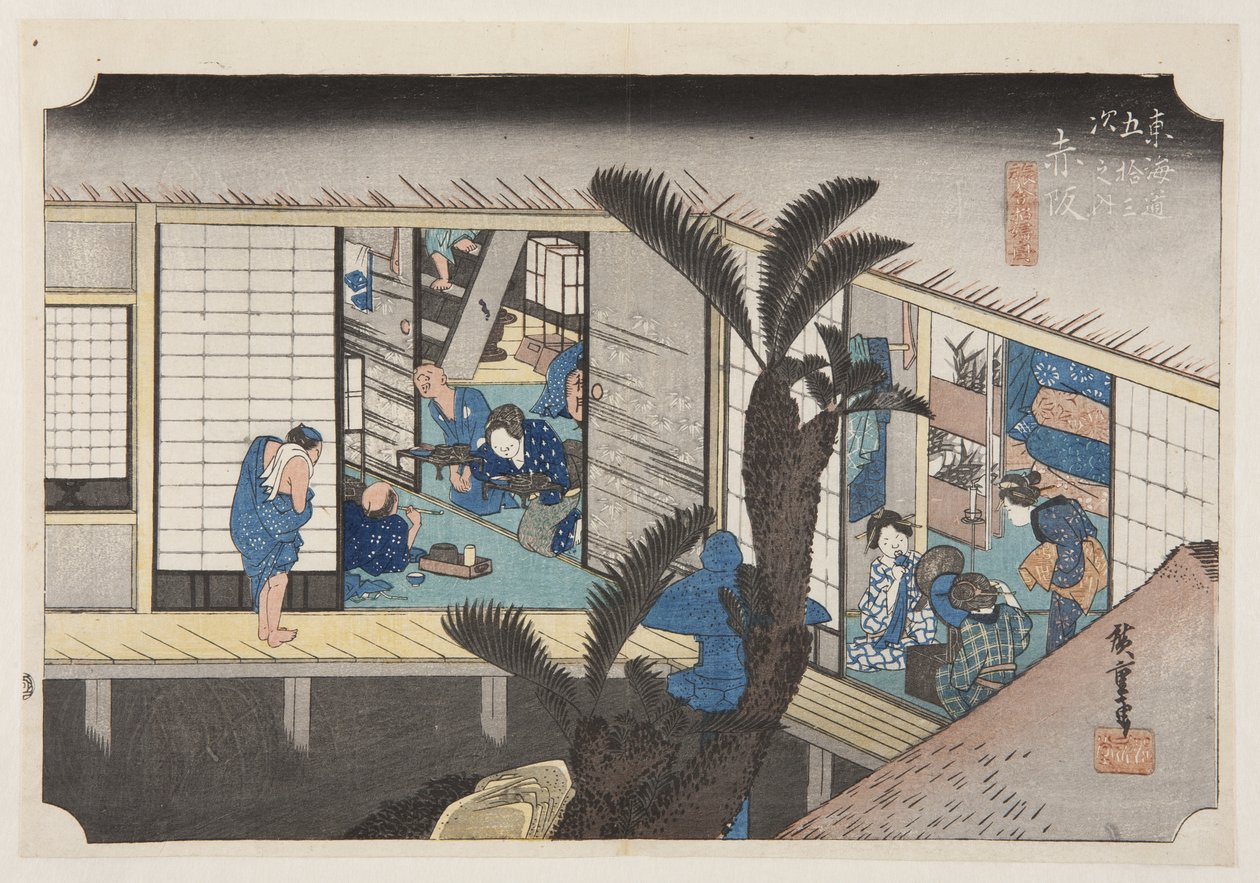 Akasaka: Ind med at sælge tjenestepiger af Ando or Utagawa Hiroshige