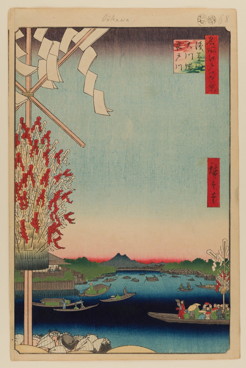 Asakusa-floden, den store flodbred, Miyato-floden af Ando or Utagawa Hiroshige