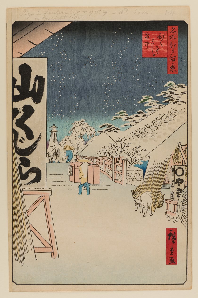 Bikuni-broen i sne af Ando or Utagawa Hiroshige