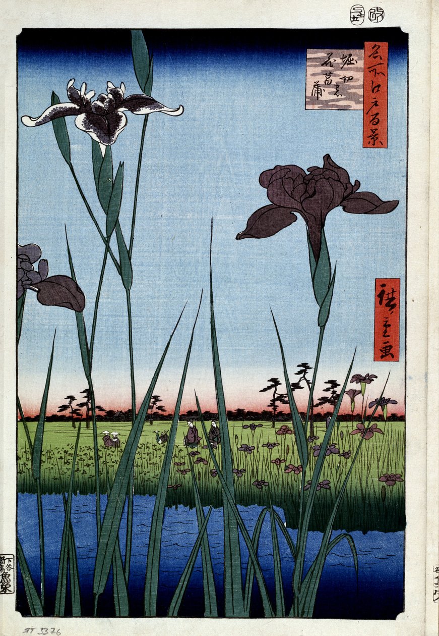 ""Hundrede berømte udsigter over Edo"" : ""iris til Horikiri" (Iriser ved Horikiri (Hundrede berømte udsigter over Edo) Japansk tryk af Utagawa Hiroshige (1797-1858) 1856-1858 St. Petersburg Hermitage Museum af Ando or Utagawa Hiroshige