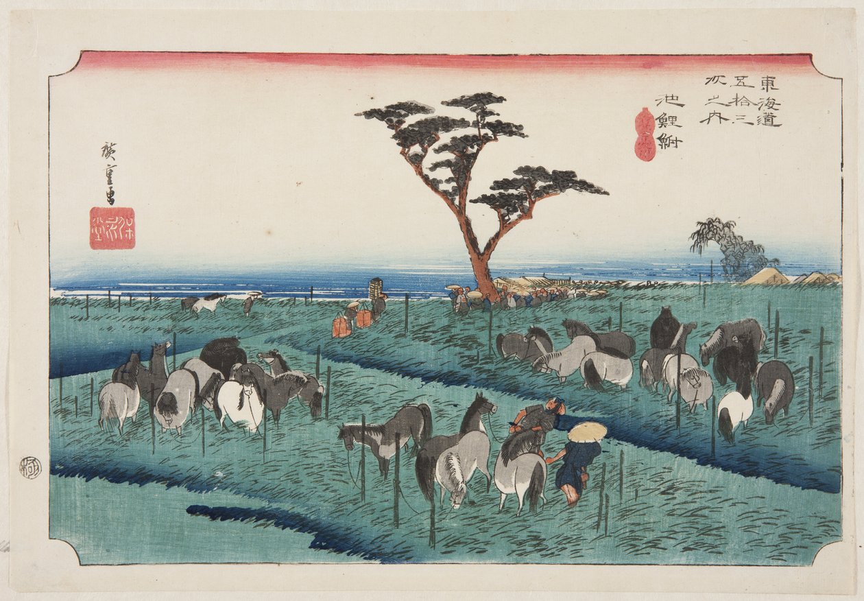 Chiry?: Early Summer Horse Fair (Chiry?, shuka uma ichi) (træbloktryk i farver) af Ando or Utagawa Hiroshige