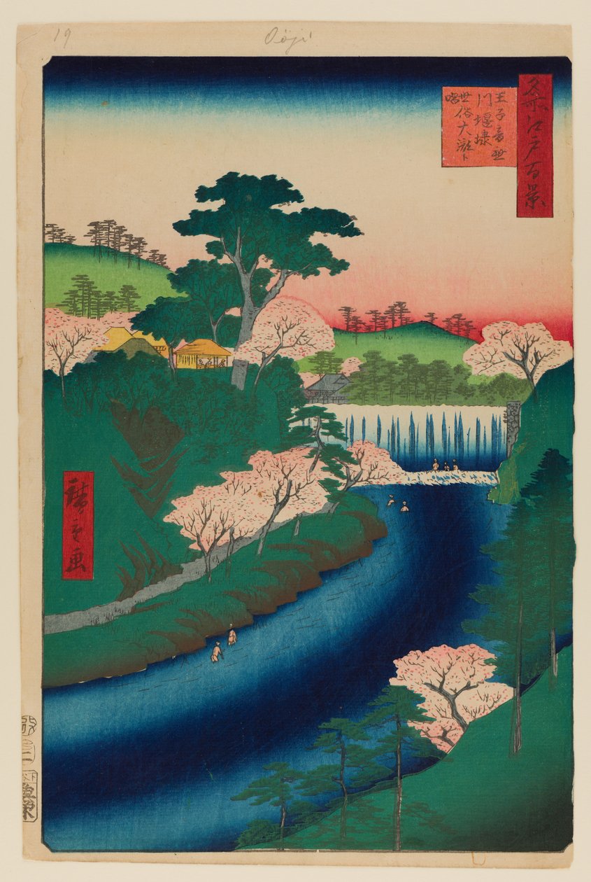 Dæmning på Otonashi-floden ved Oji af Ando or Utagawa Hiroshige