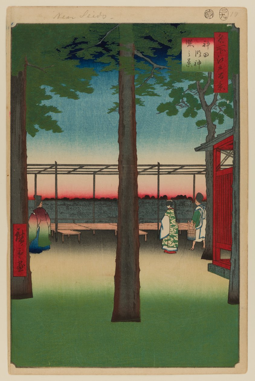 Daggry ved Kanda Myojin-helligdommen af Ando or Utagawa Hiroshige