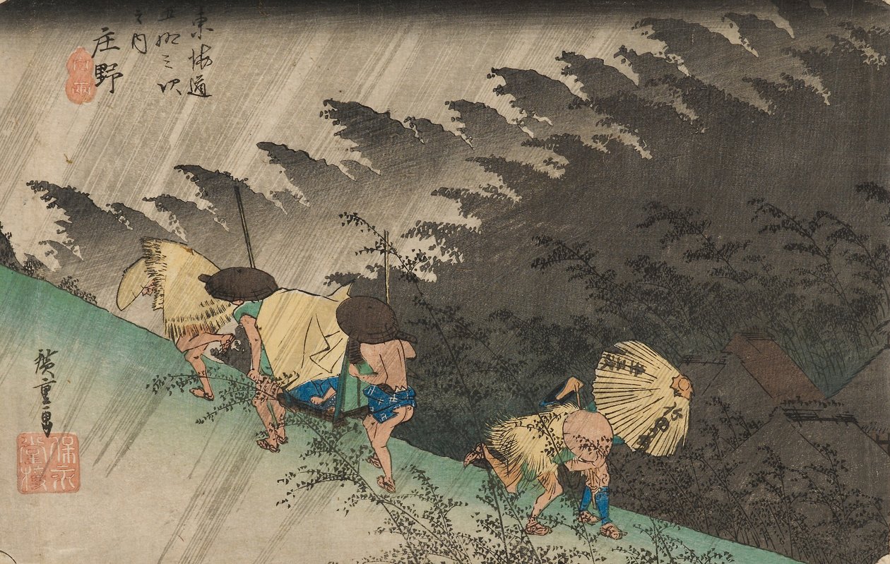 Regnvejr i Shōno af Ando or Utagawa Hiroshige