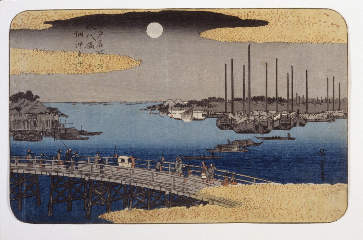 Eitai Bridge (træblok i farver) af Ando or Utagawa Hiroshige