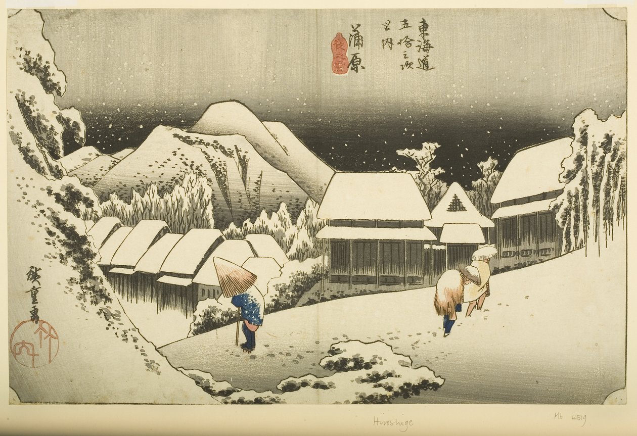 Kambara: nat S no w (Kambara, Yoru no Yuki) af Ando or Utagawa Hiroshige