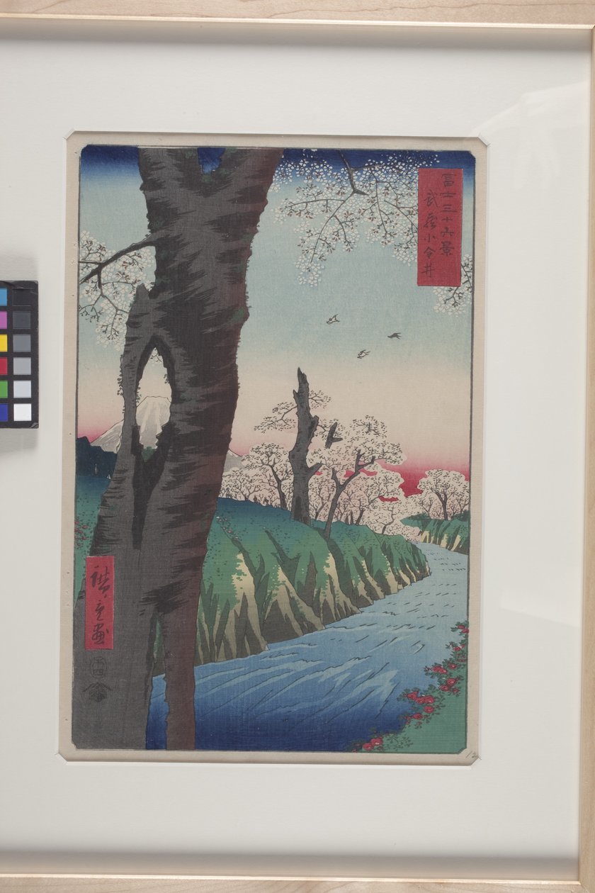 Koganei i Musashi-provinsen (Musashi Koganei) (træbloktryk i farver) af Ando or Utagawa Hiroshige
