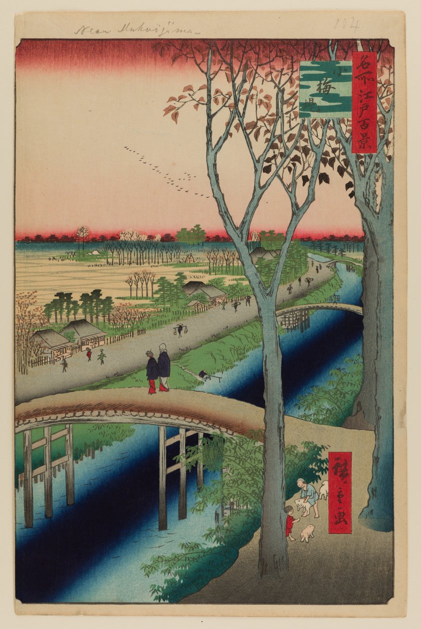 Koume-dæmningen af Ando or Utagawa Hiroshige